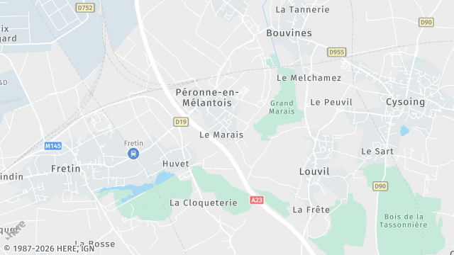 Carte de la zone d'intervention à Péronne-en-Mélantois