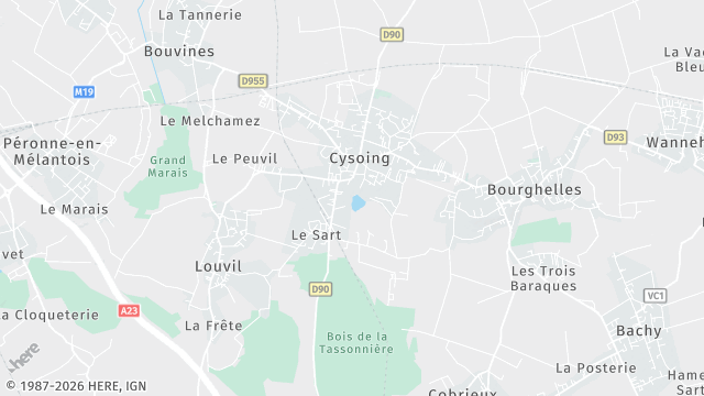 Carte de la zone d'intervention à Cysoing