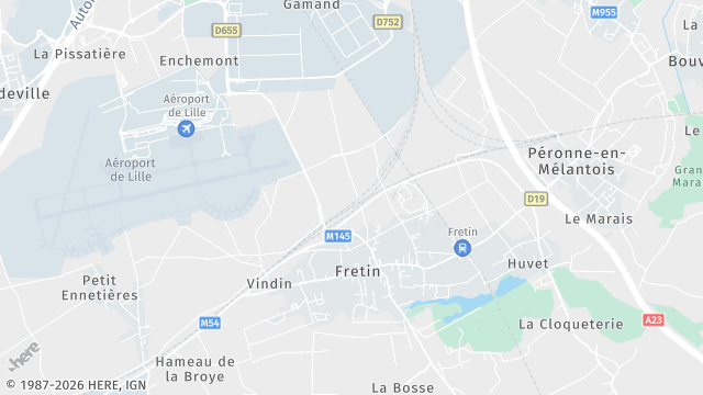 Carte de la zone d'intervention à Fretin
