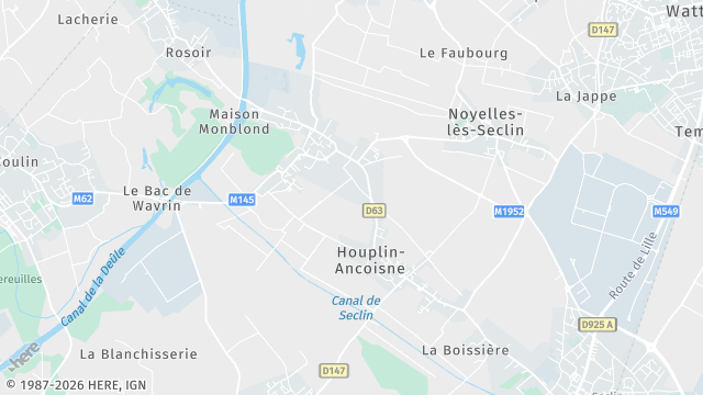 Carte de la zone d'intervention à Houplin-Ancoisne