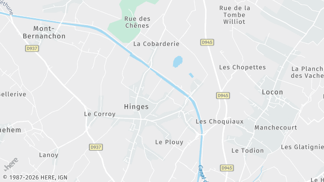 Carte de la zone d'intervention à Hinges