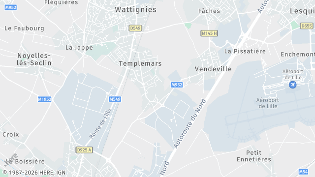 Carte de la zone d'intervention à Templemars