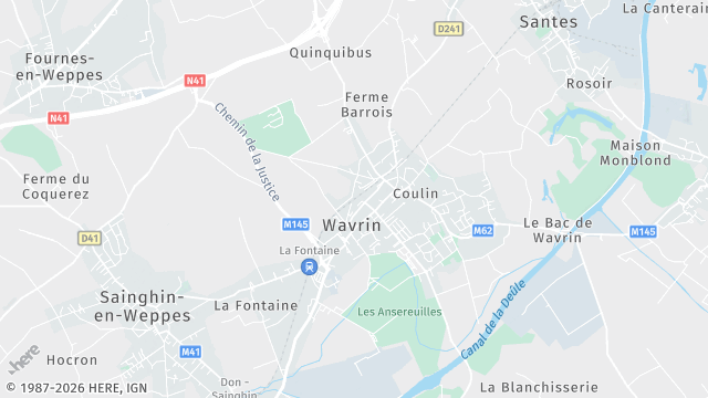 Carte de la zone d'intervention à Wavrin