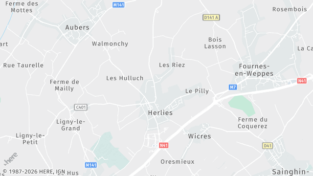 Carte de la zone d'intervention à Herlies