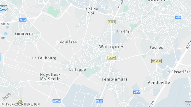 Carte de la zone d'intervention à Wattignies