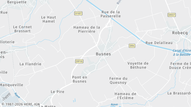 Carte de la zone d'intervention à Busnes
