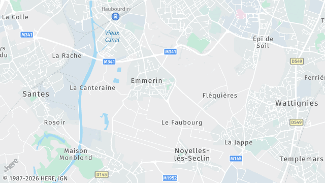 Carte de la zone d'intervention à Emmerin