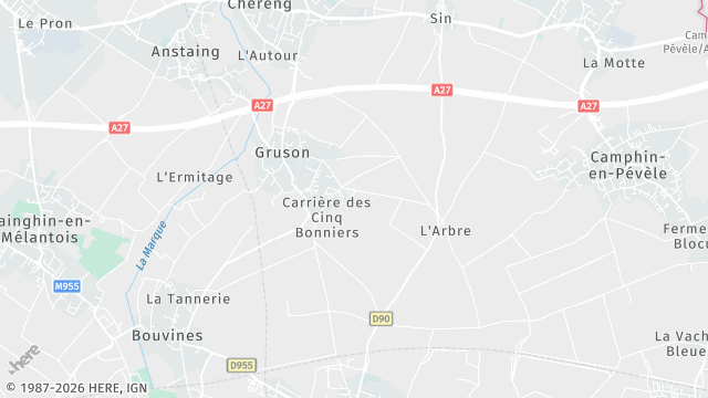 Carte de la zone d'intervention à Gruson