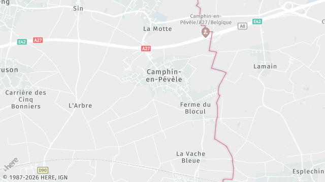 Carte de la zone d'intervention à Camphin-en-Pévèle