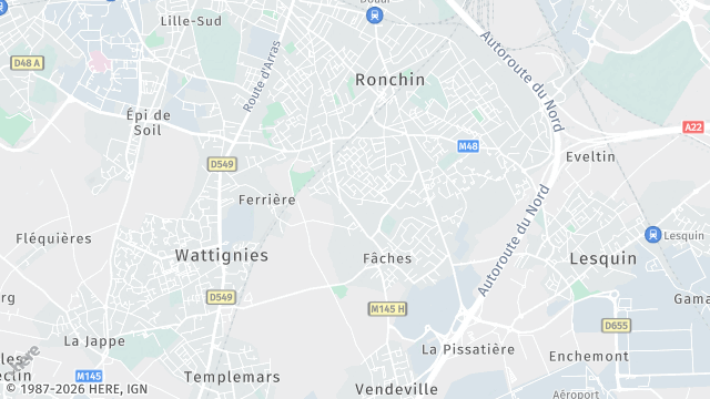 Carte de la zone d'intervention à Faches-Thumesnil