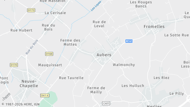 Carte de la zone d'intervention à Aubers