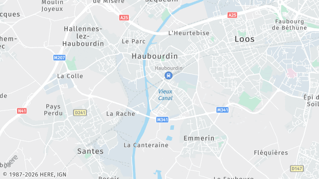 Carte de la zone d'intervention à Haubourdin