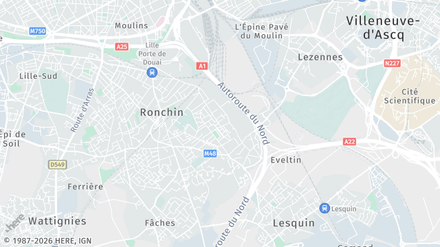 Carte de la zone d'intervention à Ronchin
