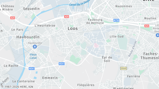 Carte de la zone d'intervention à Loos