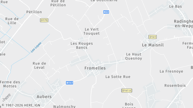 Carte de la zone d'intervention à Fromelles