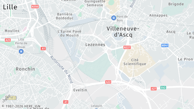 Carte de la zone d'intervention à Lezennes