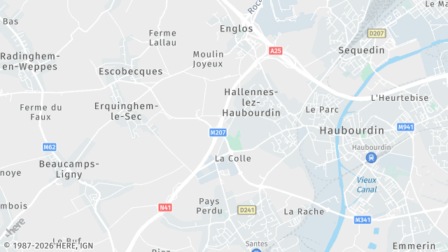 Carte de la zone d'intervention à Hallennes-lez-Haubourdin