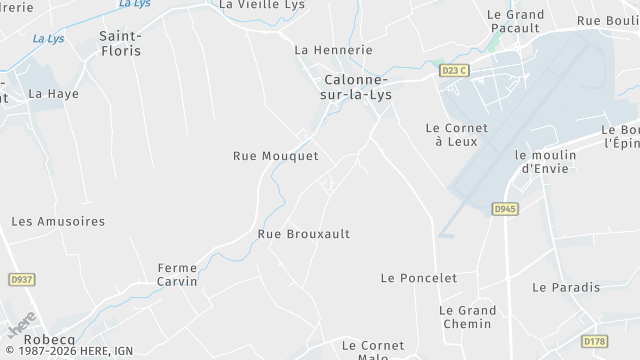 Carte de la zone d'intervention à Calonne-sur-la-Lys