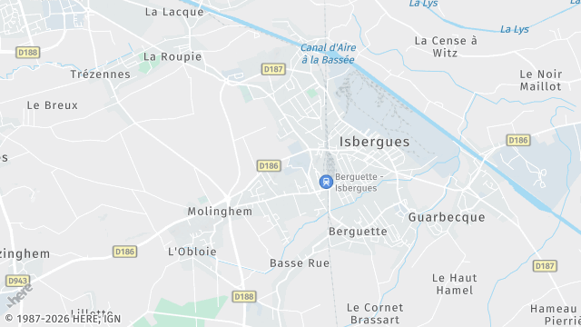 Carte de la zone d'intervention à Isbergues