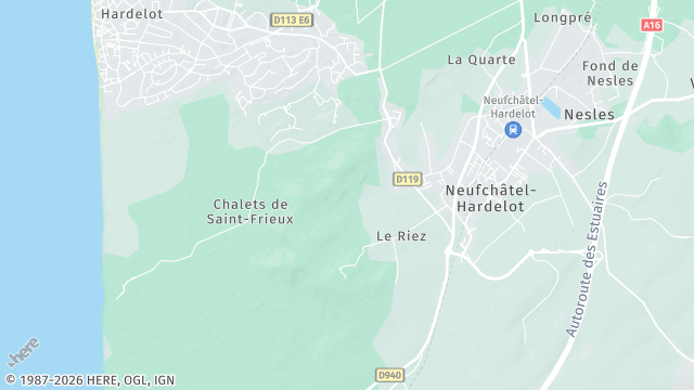 Carte de la zone d'intervention à Neufchâtel-Hardelot