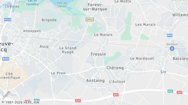 Carte de la zone d'intervention à Tressin