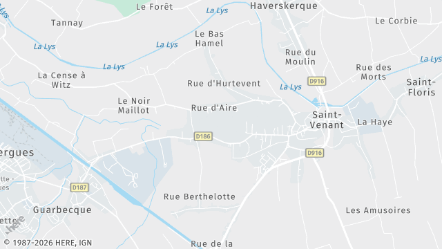 Carte de la zone d'intervention à Saint-Venant