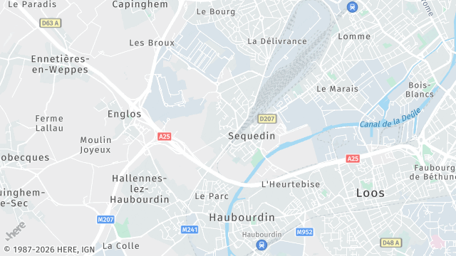 Carte de la zone d'intervention à Sequedin