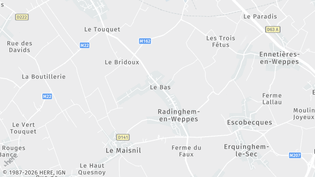 Carte de la zone d'intervention à Radinghem-en-Weppes