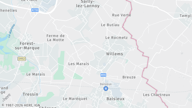Carte de la zone d'intervention à Willems