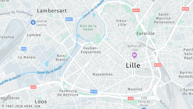 Carte de la zone d'intervention à Lille