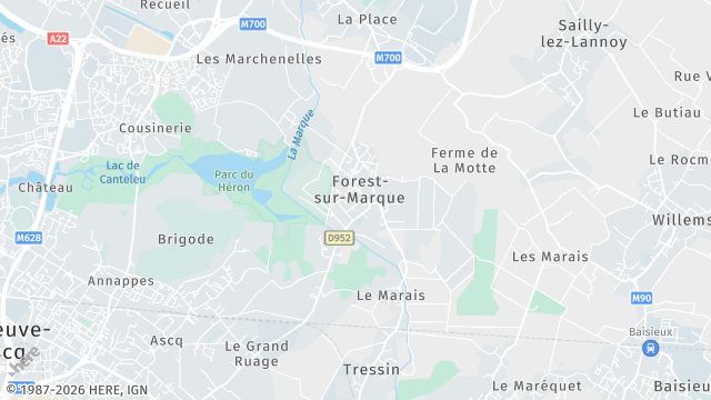 Carte de la zone d'intervention à Forest-sur-Marque