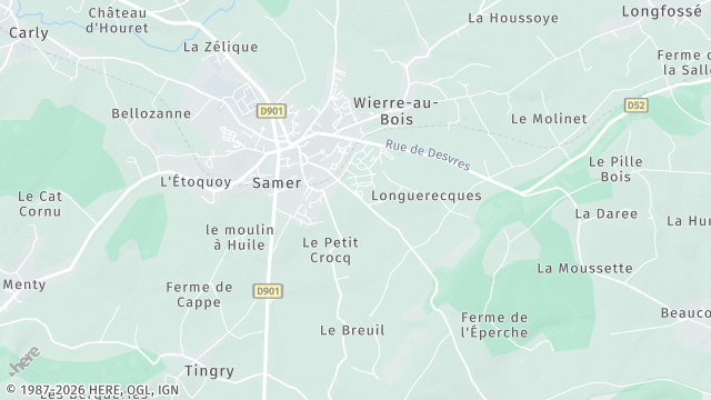 Carte de la zone d'intervention à Samer