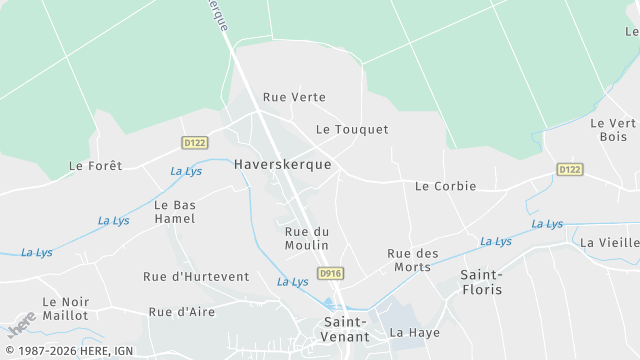 Carte de la zone d'intervention à Haverskerque