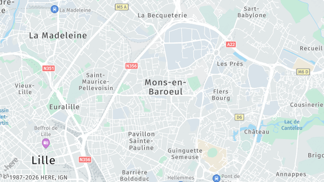 Carte de la zone d'intervention à Mons-en-Barœul