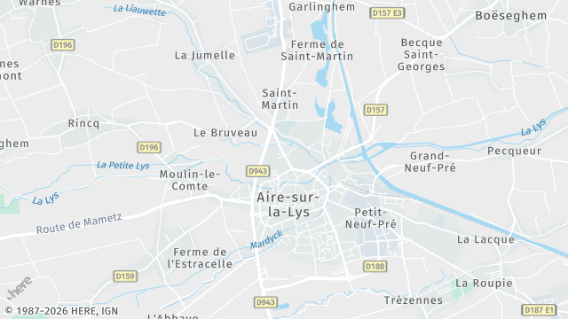 Carte de la zone d'intervention à Aire-sur-la-Lys
