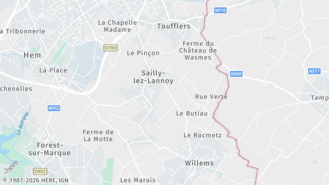 Carte de la zone d'intervention à Sailly-lez-Lannoy