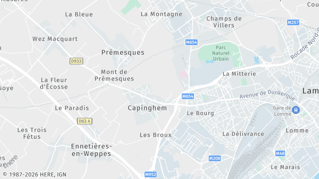 Carte de la zone d'intervention à Capinghem