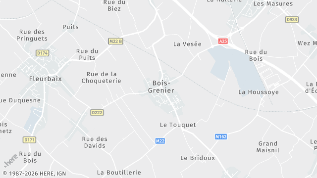 Carte de la zone d'intervention à Bois-Grenier