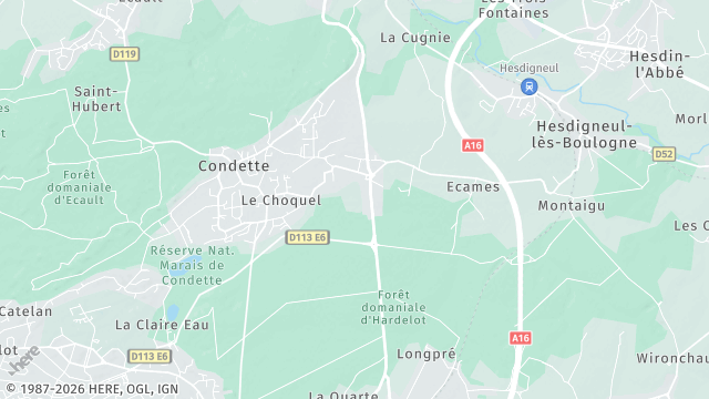 Carte de la zone d'intervention à Condette