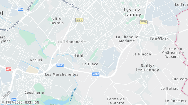 Carte de la zone d'intervention à Hem