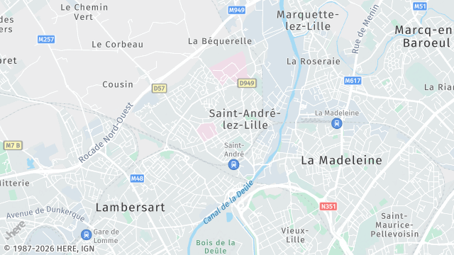 Carte de la zone d'intervention à Saint-André-lez-Lille