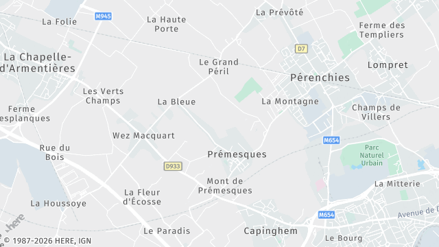 Carte de la zone d'intervention à Prémesques