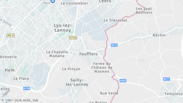 Carte de la zone d'intervention à Toufflers