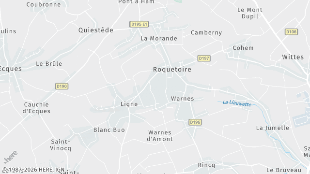 Carte de la zone d'intervention à Roquetoire