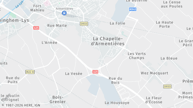 Carte de la zone d'intervention à La Chapelle-d'Armentières