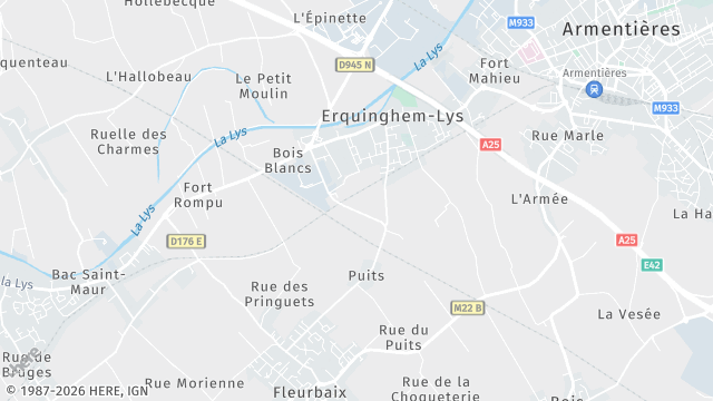 Carte de la zone d'intervention à Erquinghem-Lys