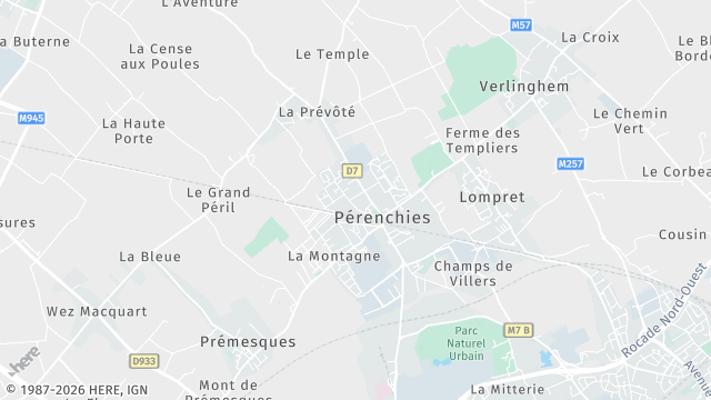 Carte de la zone d'intervention à Pérenchies