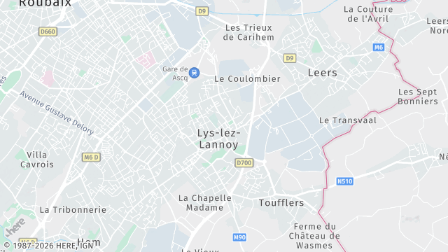 Carte de la zone d'intervention à Lys-lez-Lannoy