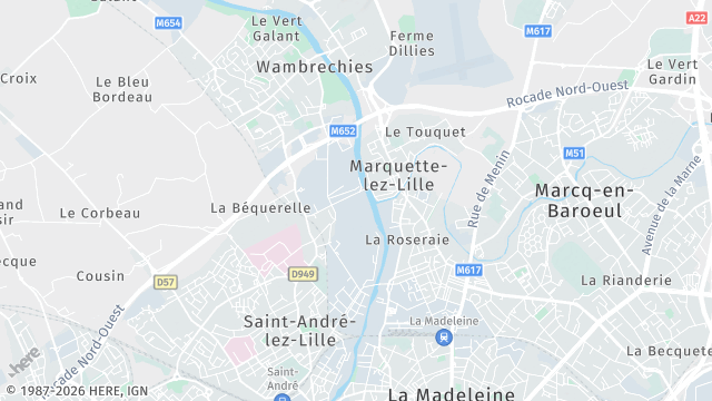 Carte de la zone d'intervention à Marquette-lez-Lille