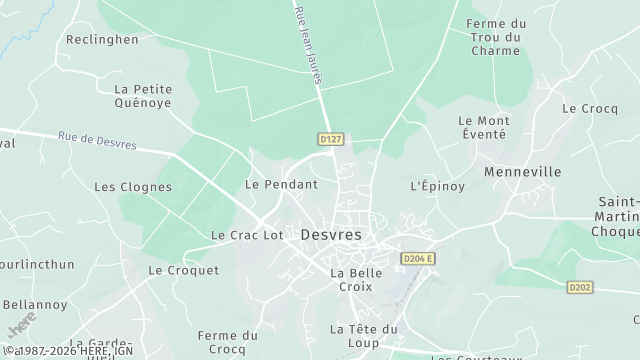 Carte de la zone d'intervention à Desvres